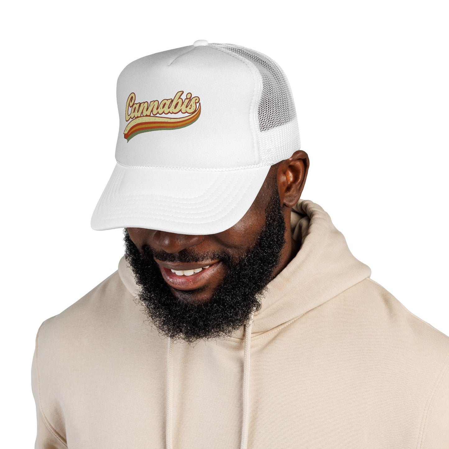 Cannabis Retro Trucker Hat — Vintage Script Logo Cap