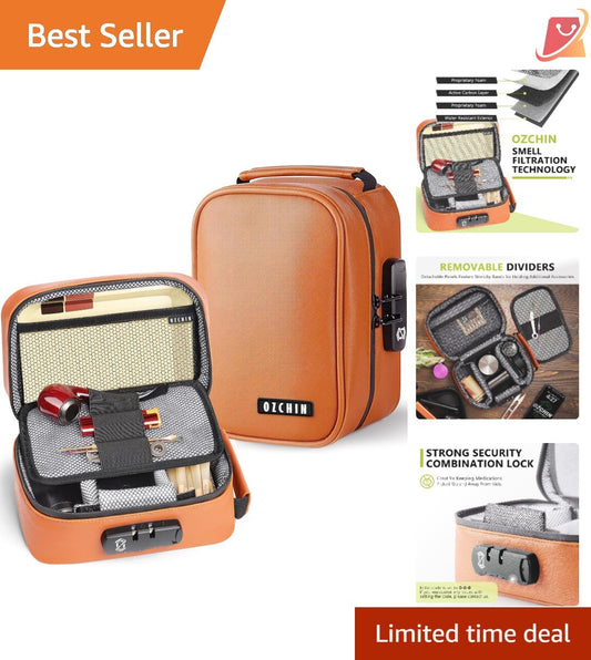 Smell Proof Bag Leather 5.12" Lockable Odorless Storage Travel Organizer