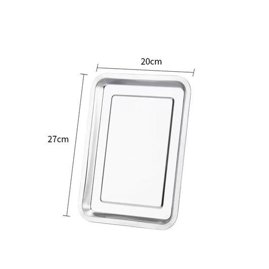 Stainless Steel Storage Metal Tray Rectangle Food Shallow Plates Serving Fruit Steaming Dish Tools Household Kitchen Accessories