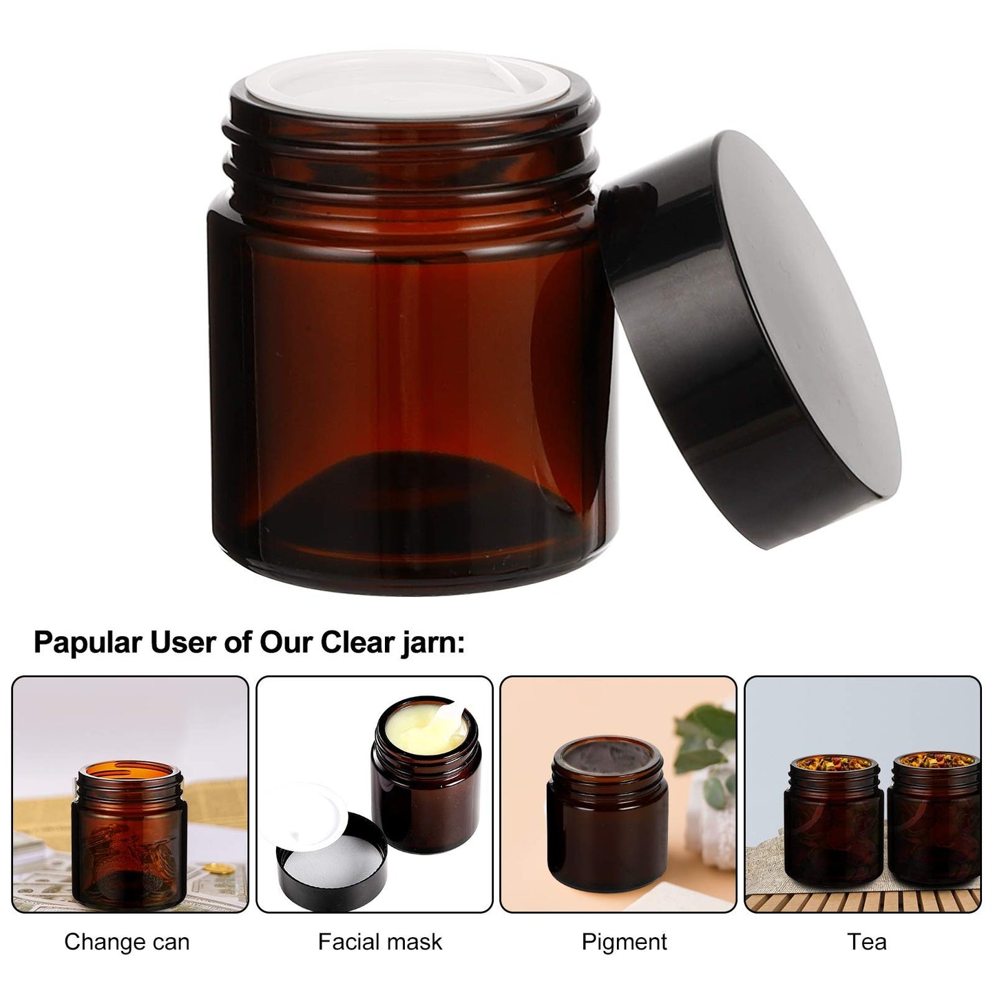 15 Pack 4 Oz Amber Glass Jars with Lids, round Empty Containers for Sc