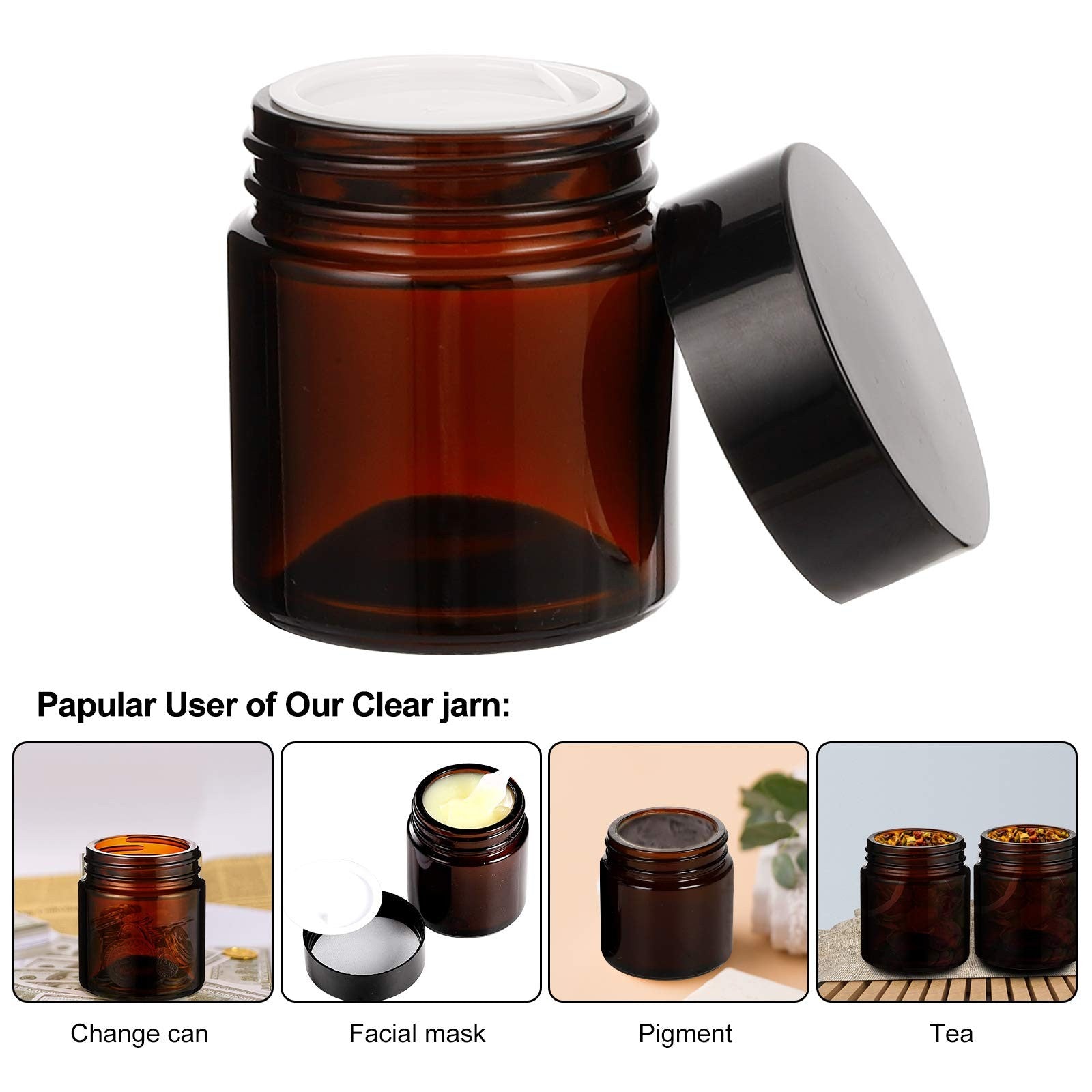 15 Pack 4 Oz Amber Glass Jars with Lids, round Empty Containers for Sc