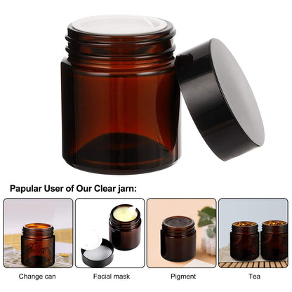 15 Pack 4 Oz Amber Glass Jars with Lids, round Empty Containers for Sc