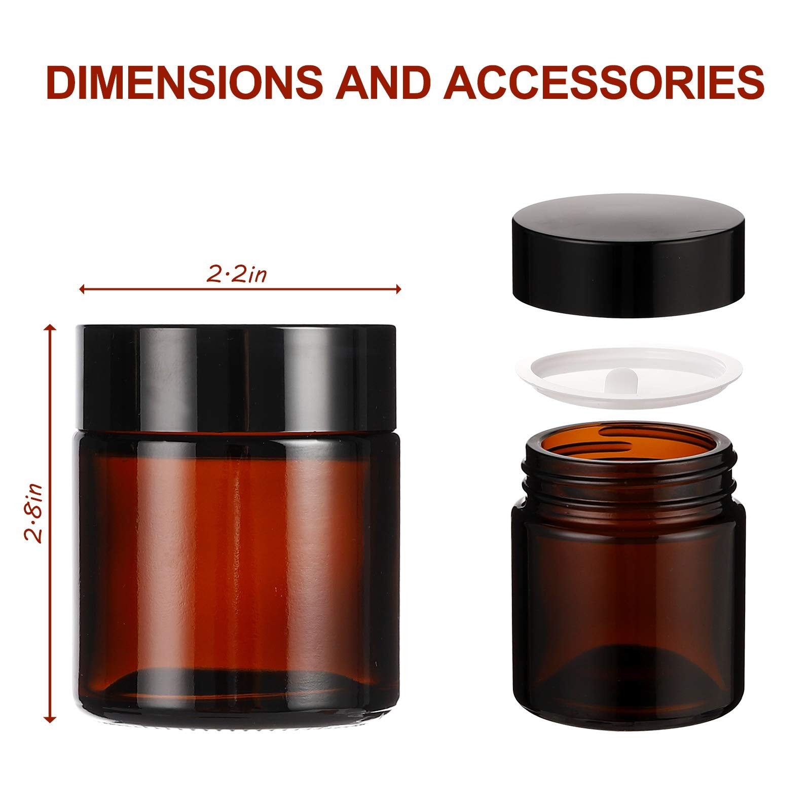 15 Pack 4 Oz Amber Glass Jars with Lids, round Empty Containers for Sc