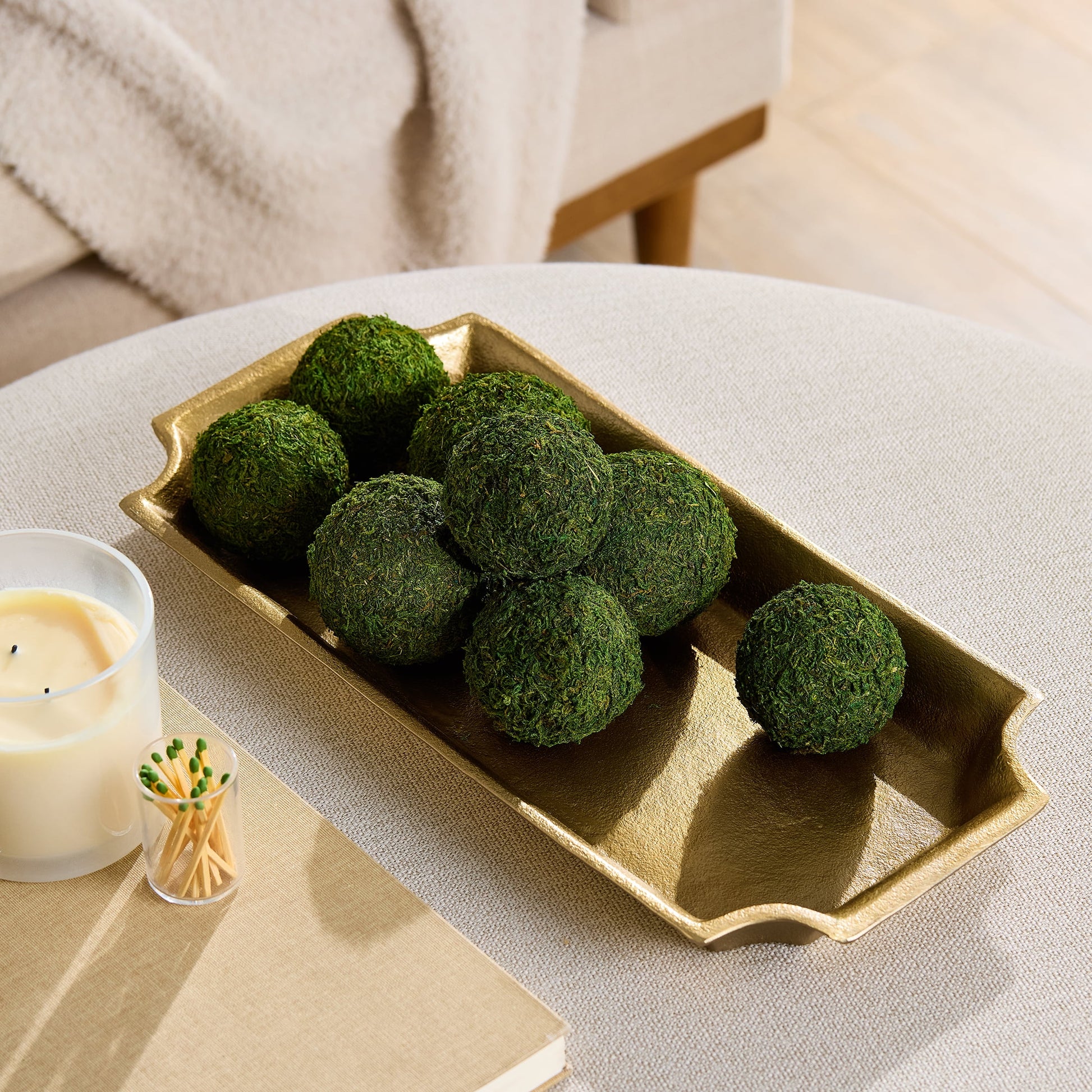 17"X8" Gold Cast Metal Decorative Tray