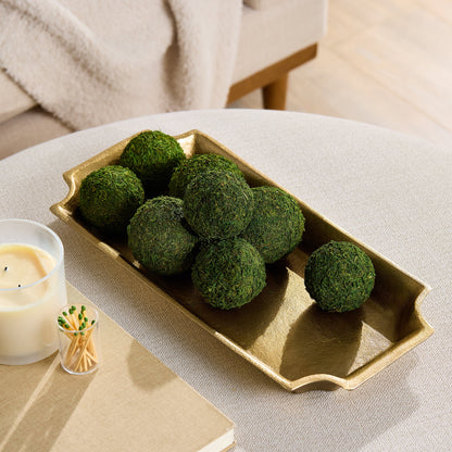 17"X8" Gold Cast Metal Decorative Tray