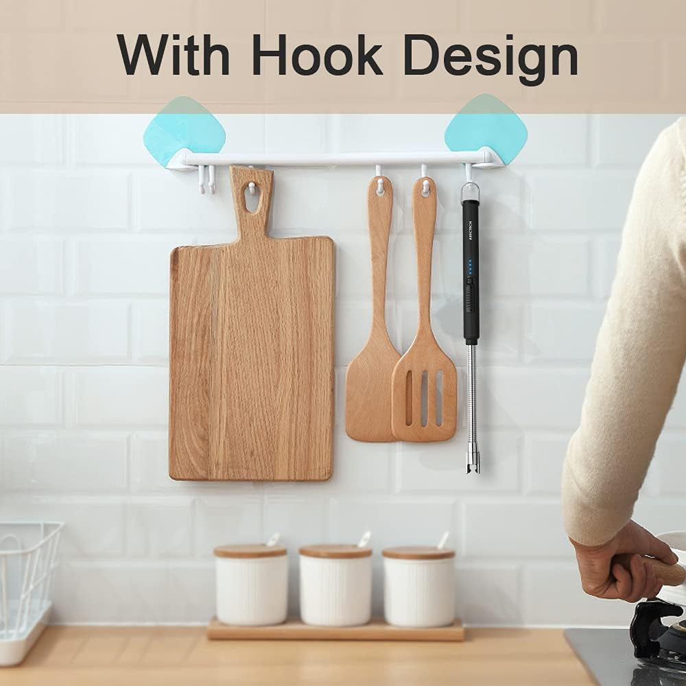 Electric Arc Candle Lighter Flameless Rechargeable USB Long Lighters for Candle Cooking Bbqs Fireworks Black