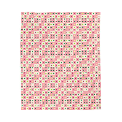 Plush Blanket - Cute Holiday Cannibis Theme Pattern Throw in Pinks and Greens