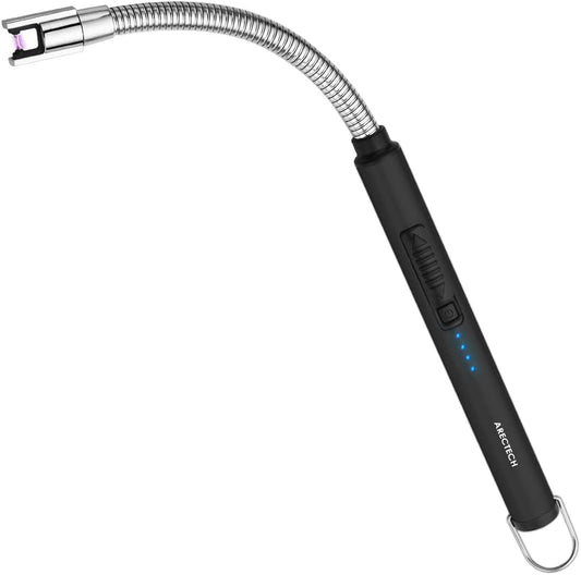 Electric Arc Candle Lighter Flameless Rechargeable USB Long Lighters for Candle Cooking Bbqs Fireworks Black