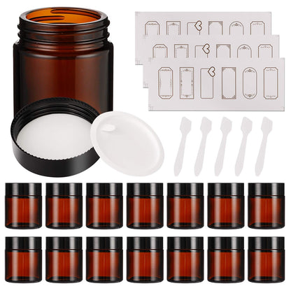 15 Pack 4 Oz Amber Glass Jars with Lids, round Empty Containers for Sc