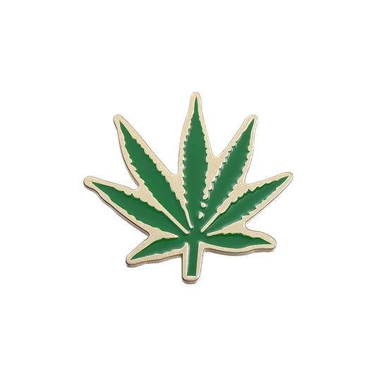 Marijuana Leaves Enamel Pins Custom Green Brooches Lapel Badges Plant Jewelry Gift for Friends
