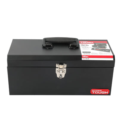 16-Inch Black Metal Tool Box with Removable Tool Tray