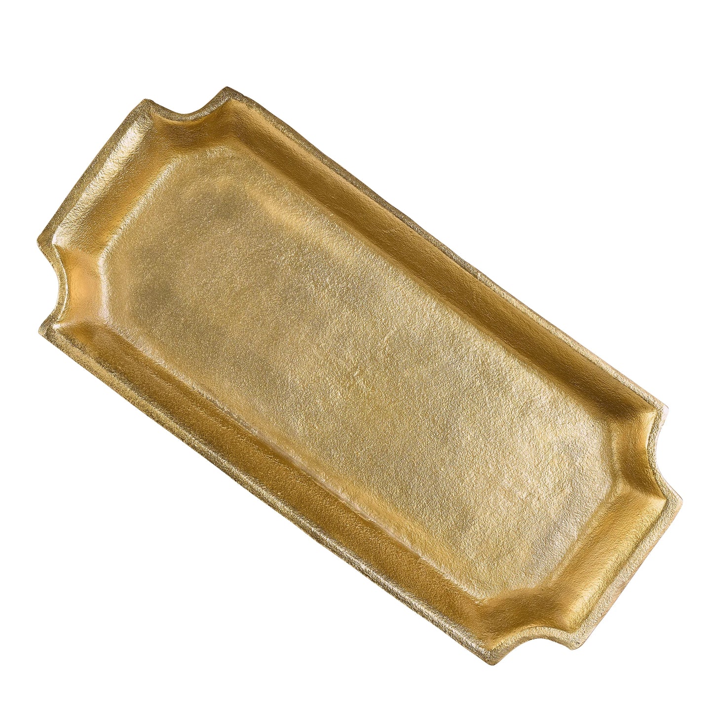 17"X8" Gold Cast Metal Decorative Tray
