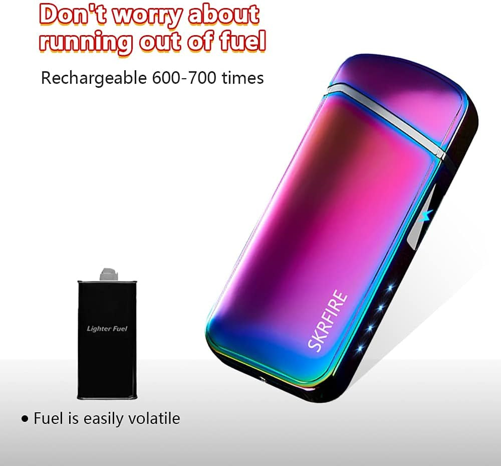 Electric Lighter Windproof Lighter, Plasma Lighter for Smoking Dual Arc Lighter,Rechargeable USB Lighter with Rhythmic Flashing Battery Indicator (Magic)