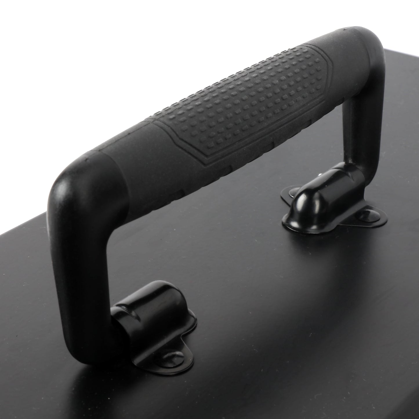 16-Inch Black Metal Tool Box with Removable Tool Tray