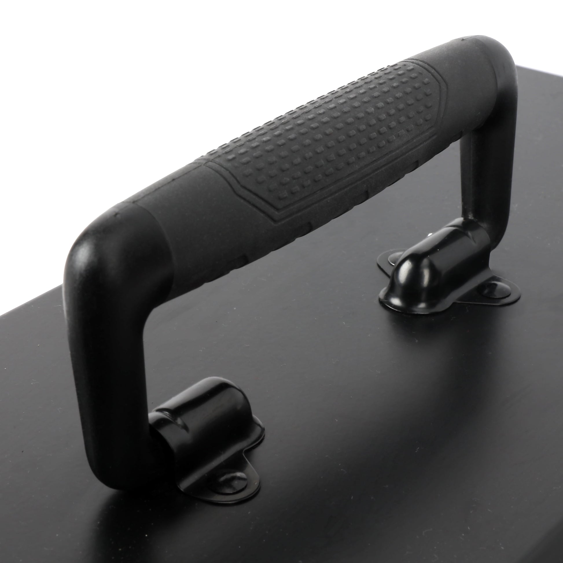 16-Inch Black Metal Tool Box with Removable Tool Tray