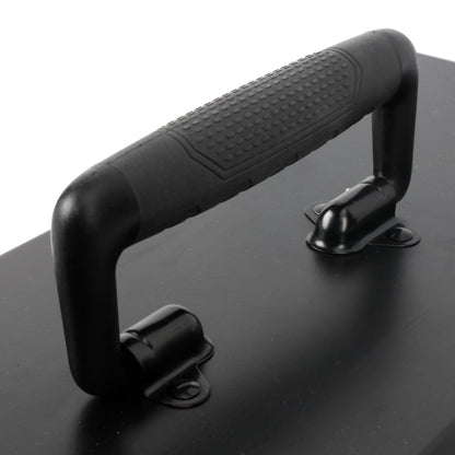 16-Inch Black Metal Tool Box with Removable Tool Tray