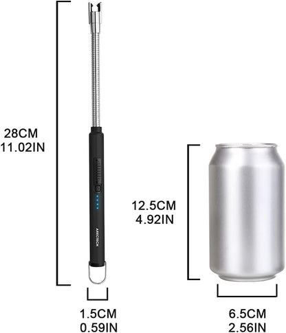 Electric Arc Candle Lighter Flameless Rechargeable USB Long Lighters for Candle Cooking Bbqs Fireworks Black