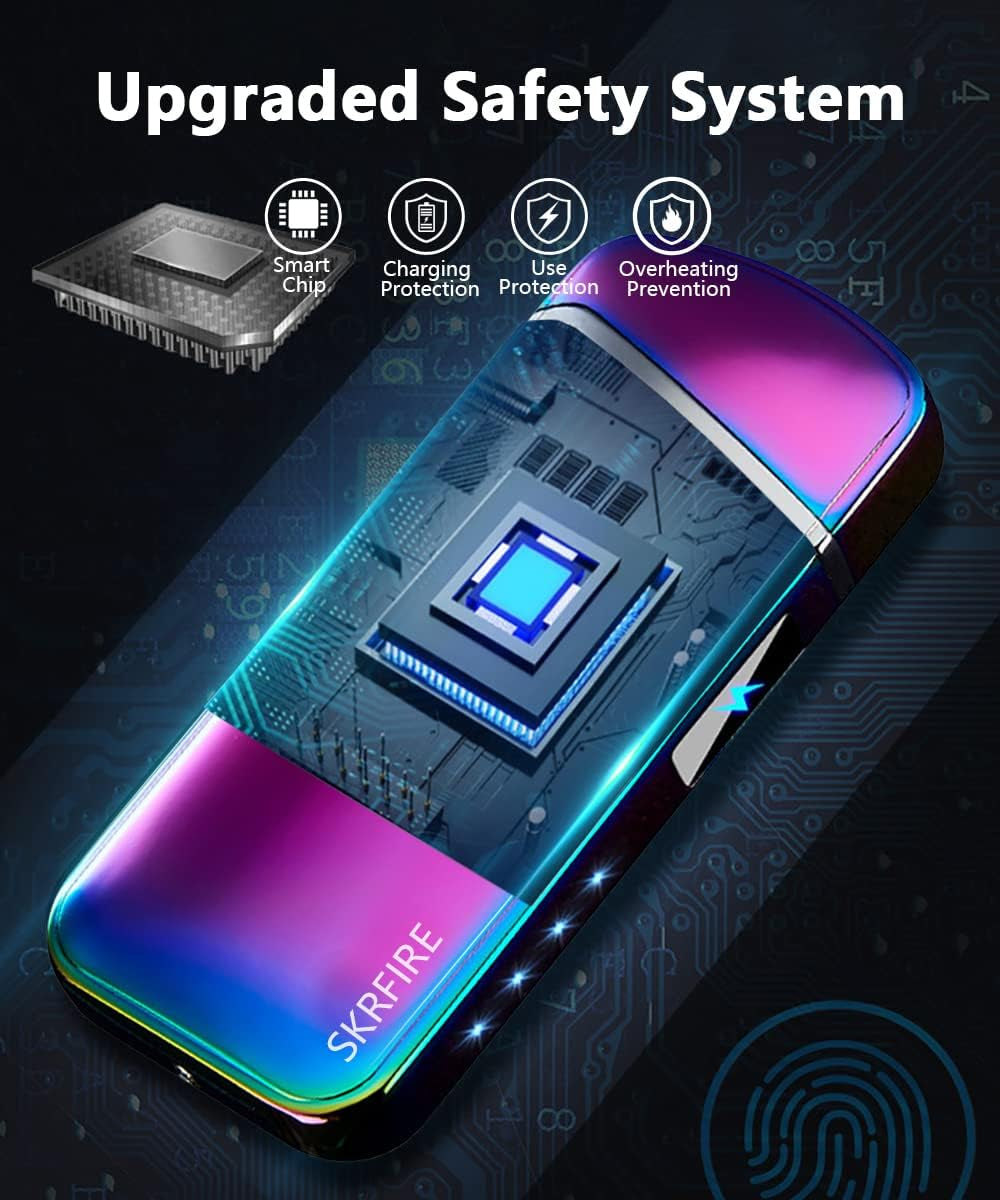 Electric Lighter Windproof Lighter, Plasma Lighter for Smoking Dual Arc Lighter,Rechargeable USB Lighter with Rhythmic Flashing Battery Indicator (Magic)