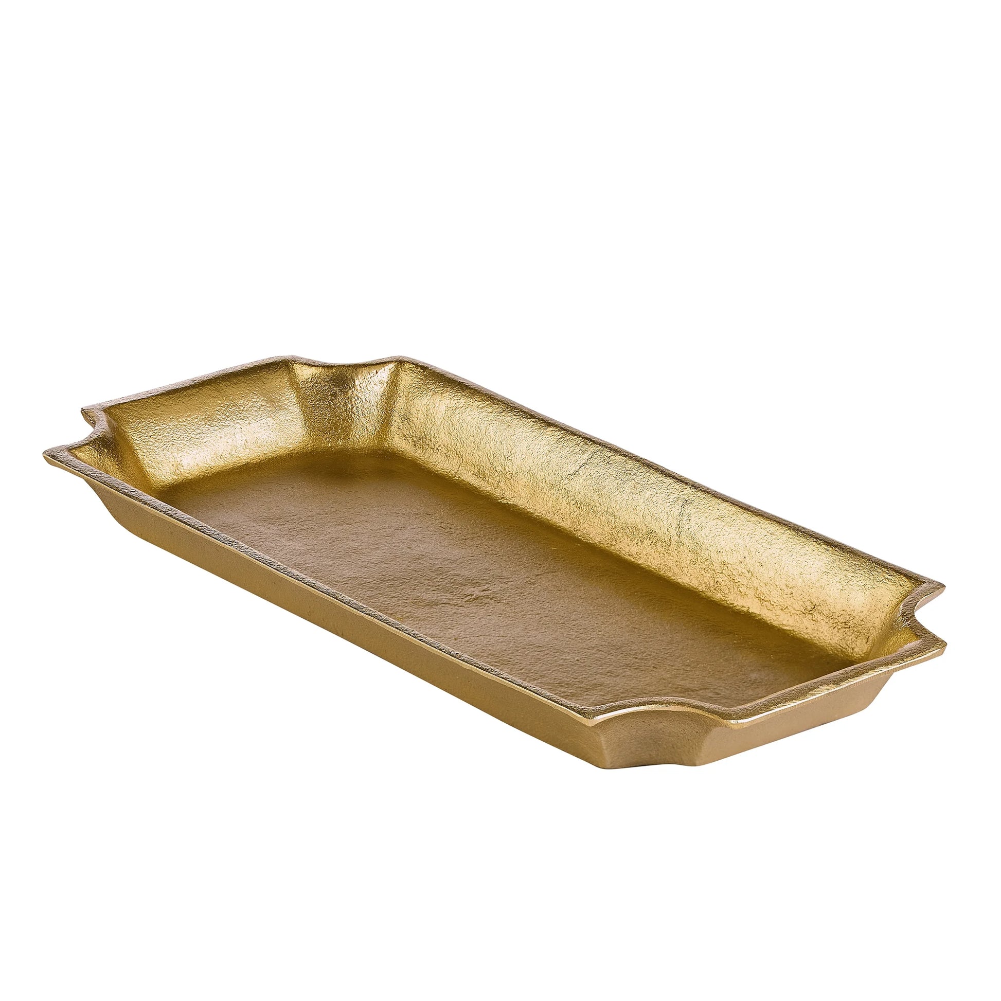 17"X8" Gold Cast Metal Decorative Tray