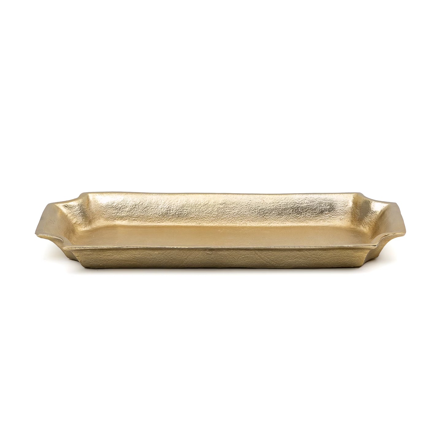17"X8" Gold Cast Metal Decorative Tray