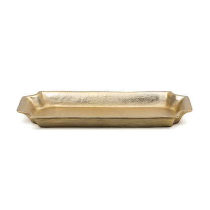 17"X8" Gold Cast Metal Decorative Tray