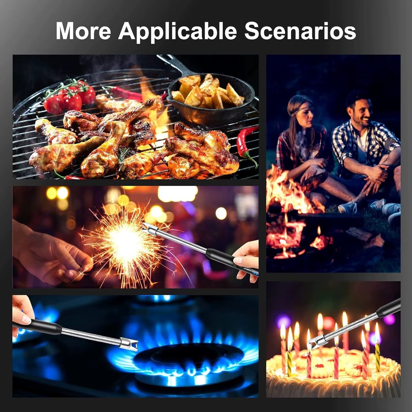 3Pcs Rechargeable Electric Lighters, TYPE-C Plasma Arc Kitchen Lighter, Windproof Arc Lighter, Candle Lighter, BBQ Grill Lighter