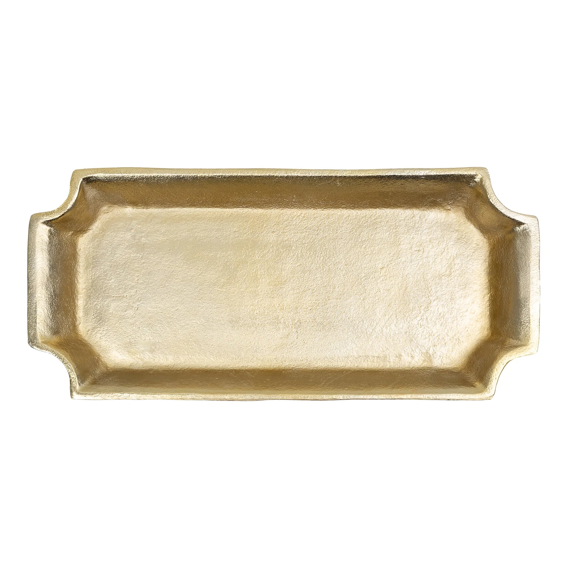 17"X8" Gold Cast Metal Decorative Tray