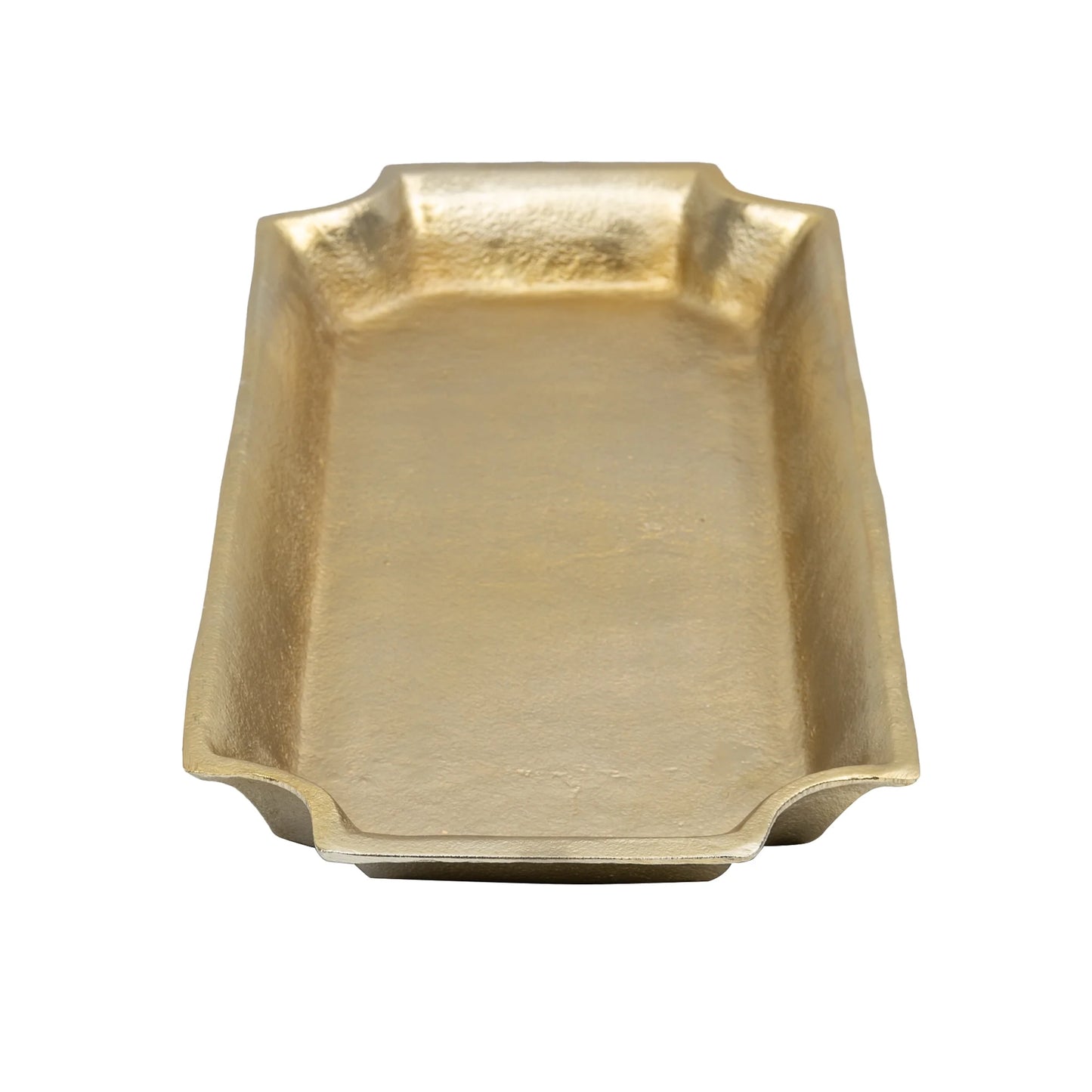 17"X8" Gold Cast Metal Decorative Tray