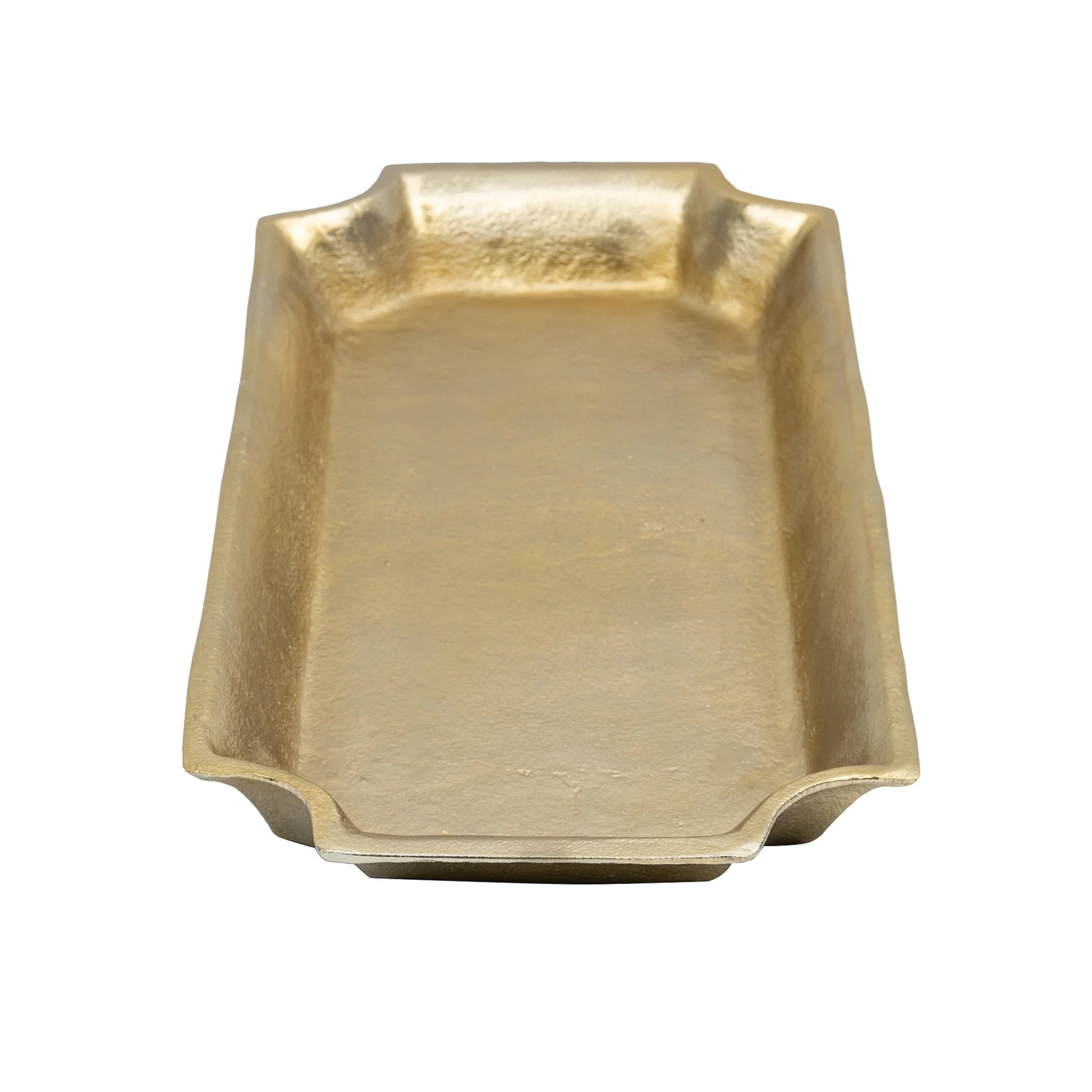 17"X8" Gold Cast Metal Decorative Tray