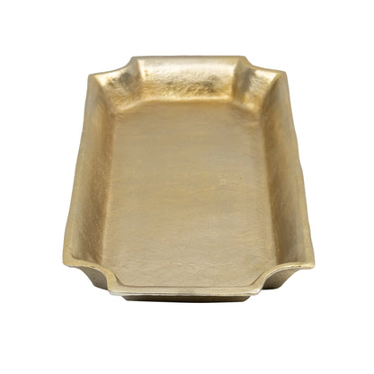 17"X8" Gold Cast Metal Decorative Tray