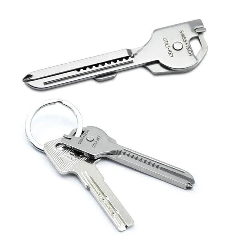 1PC 6 in 1 Stainless Steel Utili-Key Key Keychain Pocket Cutter Mini Knife Unboxing Screwdriver Outdoor EDC Tool Multitool