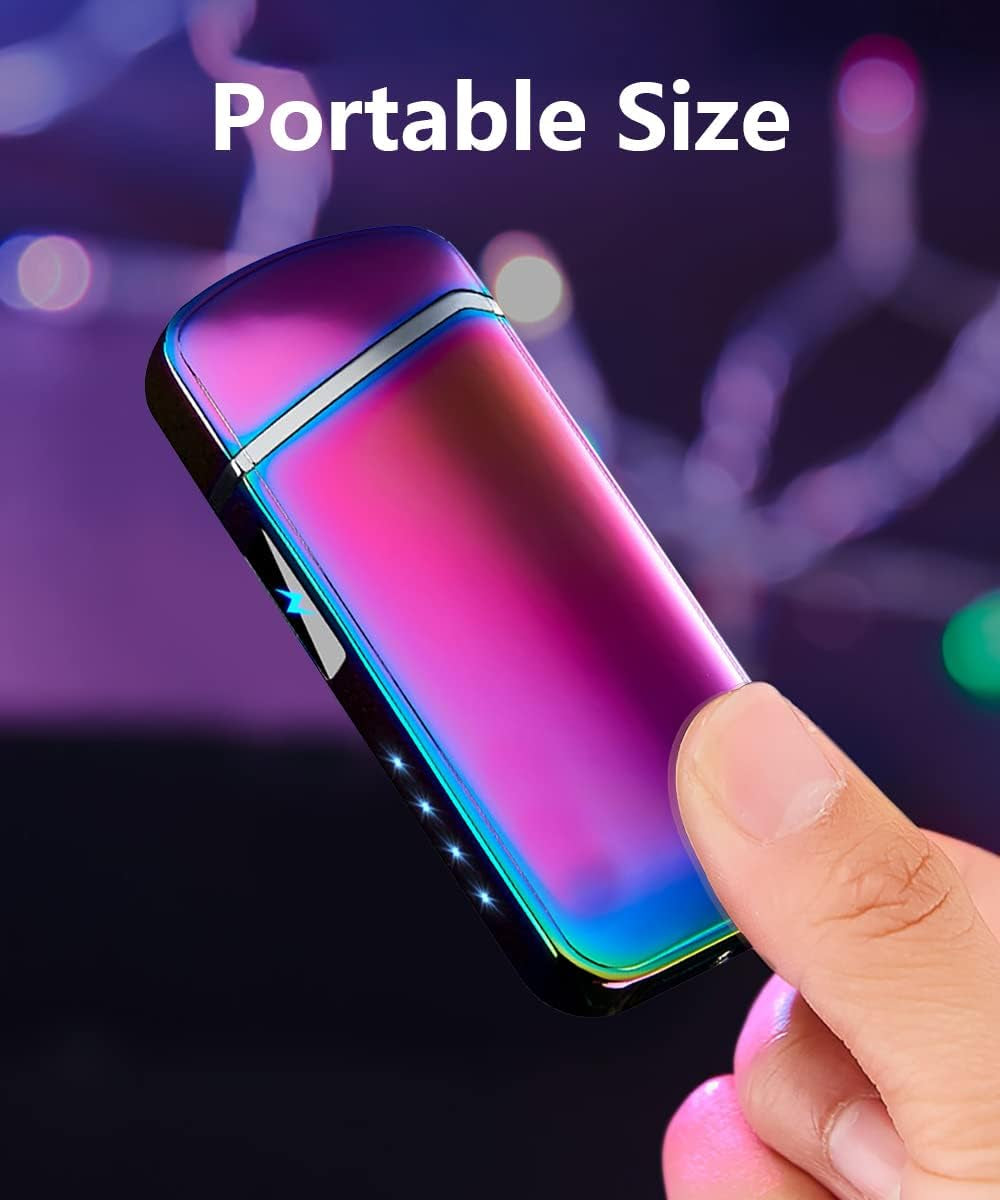 Electric Lighter Windproof Lighter, Plasma Lighter for Smoking Dual Arc Lighter,Rechargeable USB Lighter with Rhythmic Flashing Battery Indicator (Magic)